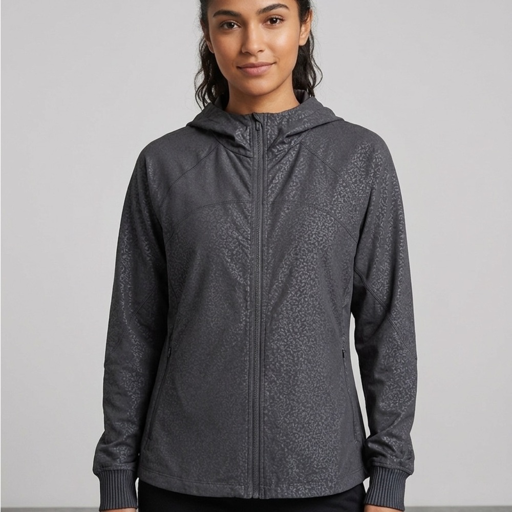Athleta Dark Gray Hooded Zip Jacket